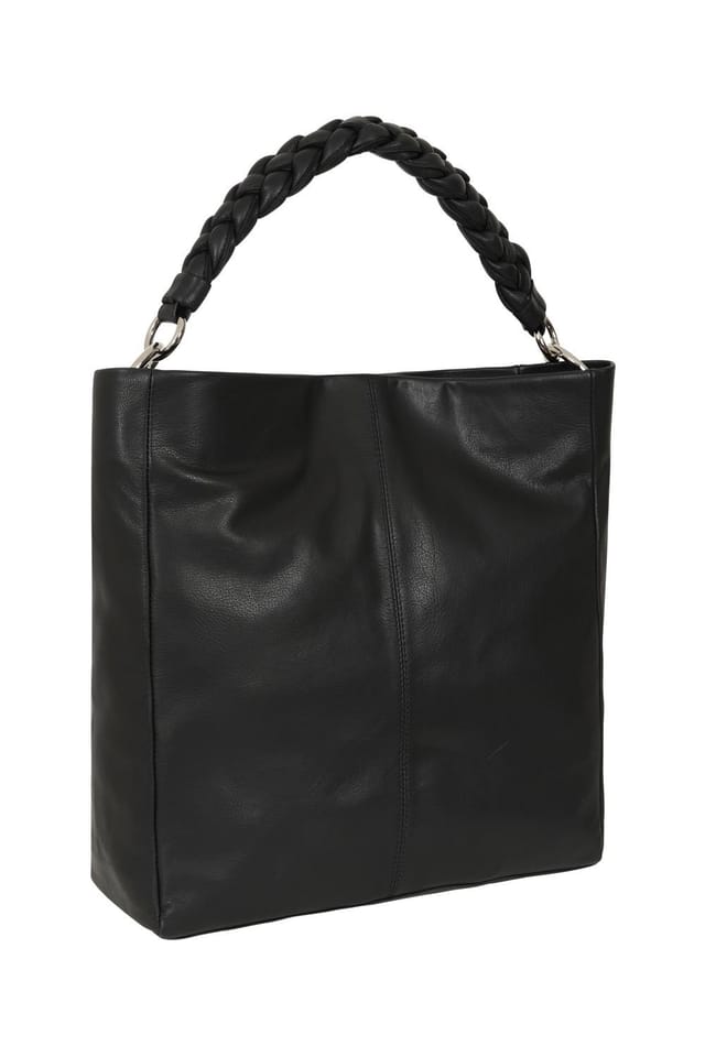 Hot Squash Hot Squash Women's Plaited Detail Leather Shoulder Bag in Black - 3