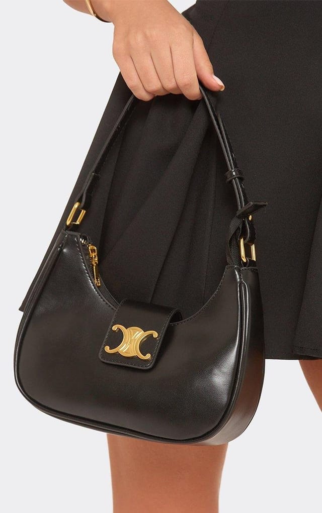 EGO Garcia Logo Detail Shaped Shoulder Bag In Black Faux Leather, Women's Size UK 0 - 2