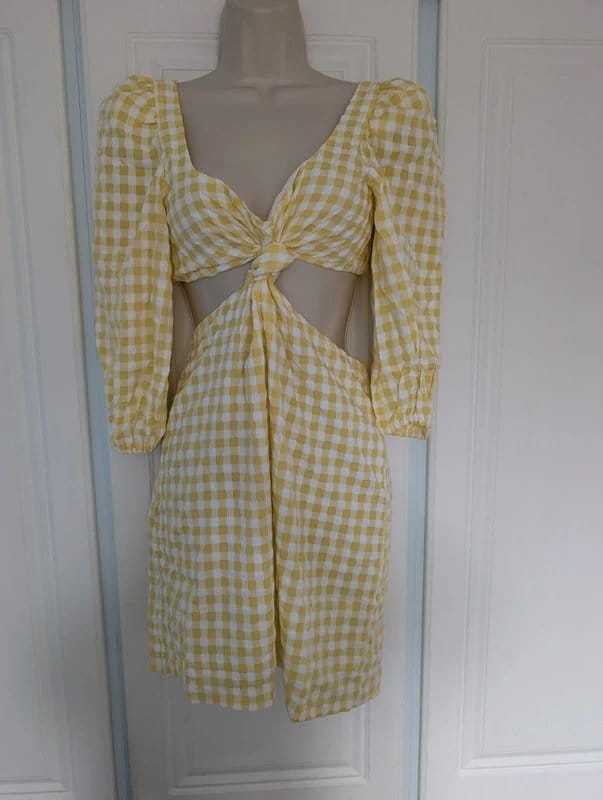 ASOS ASOS The Frolic gingham lemon mini dress size 6 - 1