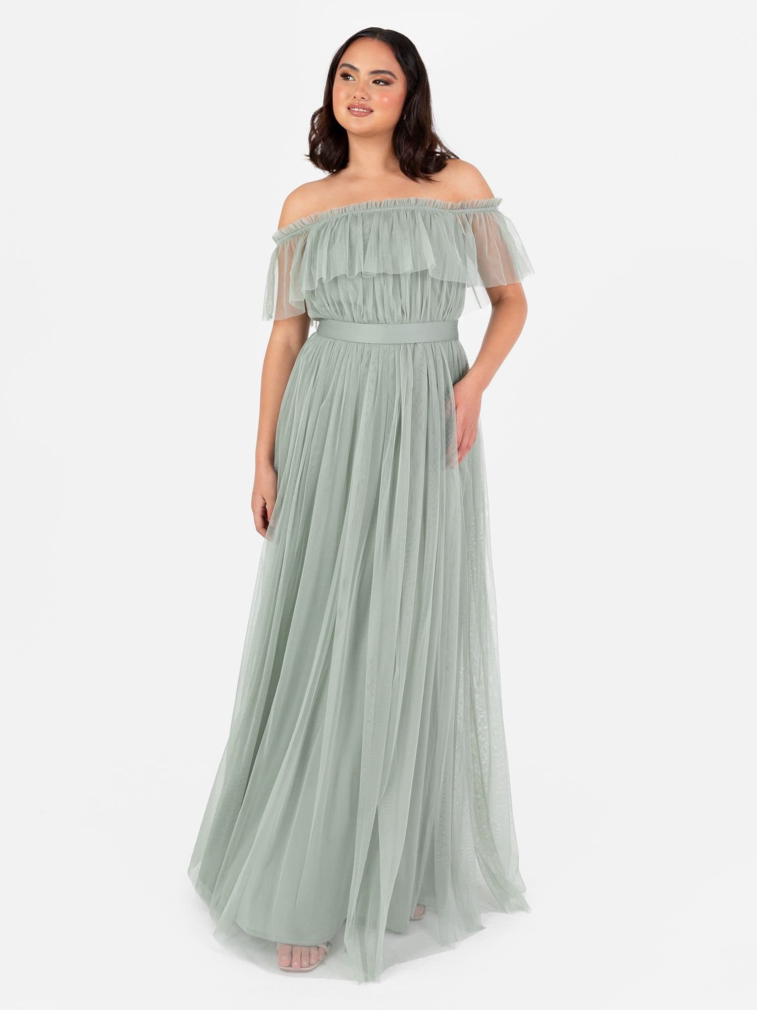 Anaya with Love Anaya with Love Women's Bardot Maxi Dress in Green
