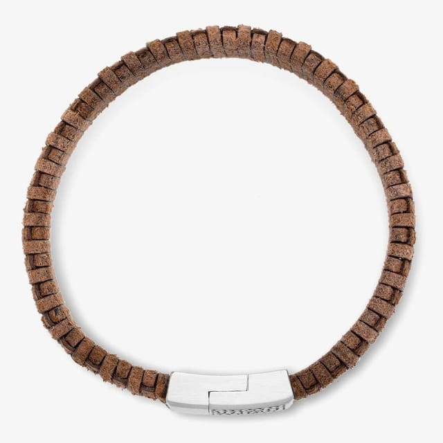 Bourne and Wilde Bourne and Wilde Men's Brown Woven Leather Bracelet OSB-2257SDBN - 2