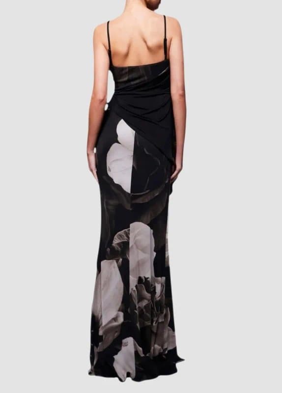 ASOS Design ASOS Design Floral Print Asymmetric Neckline Draped Maxi Dress Size UK 8