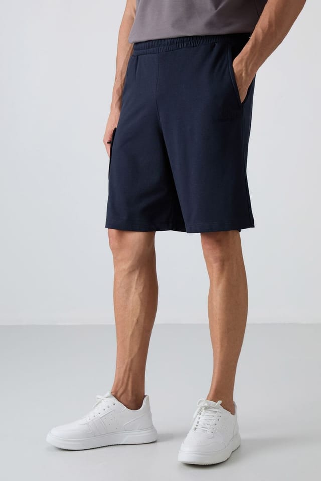 Tommy Life Tommy Life Men's Wide-leg Cargo Shorts in Navy - 2