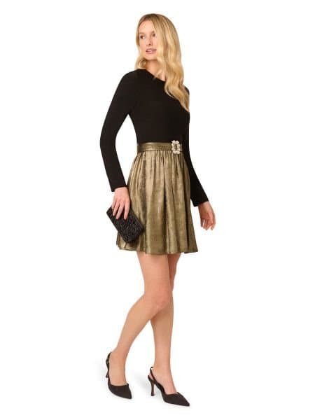 Adrianna by Adrianna Papell Adrianna by Adrianna Papell Women's Jersey Metallic Short Dress in Black