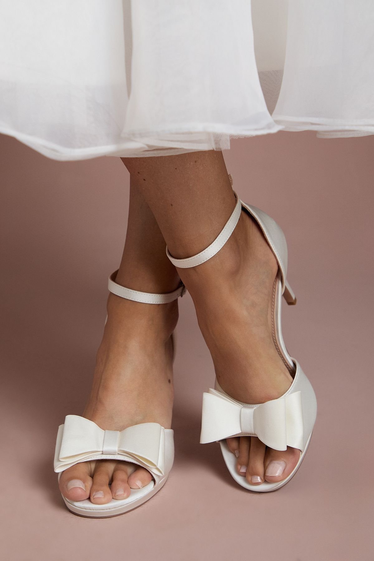 Coast Coast Women's Bridal Tala Satin Structured Bow High Heel Platform Sandals in White - 2