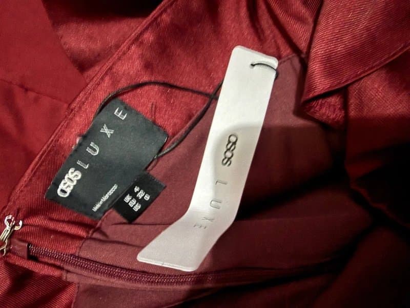 ASOS ASOS Luxe satin bardot jumpsuit burgundy size 4 NEW