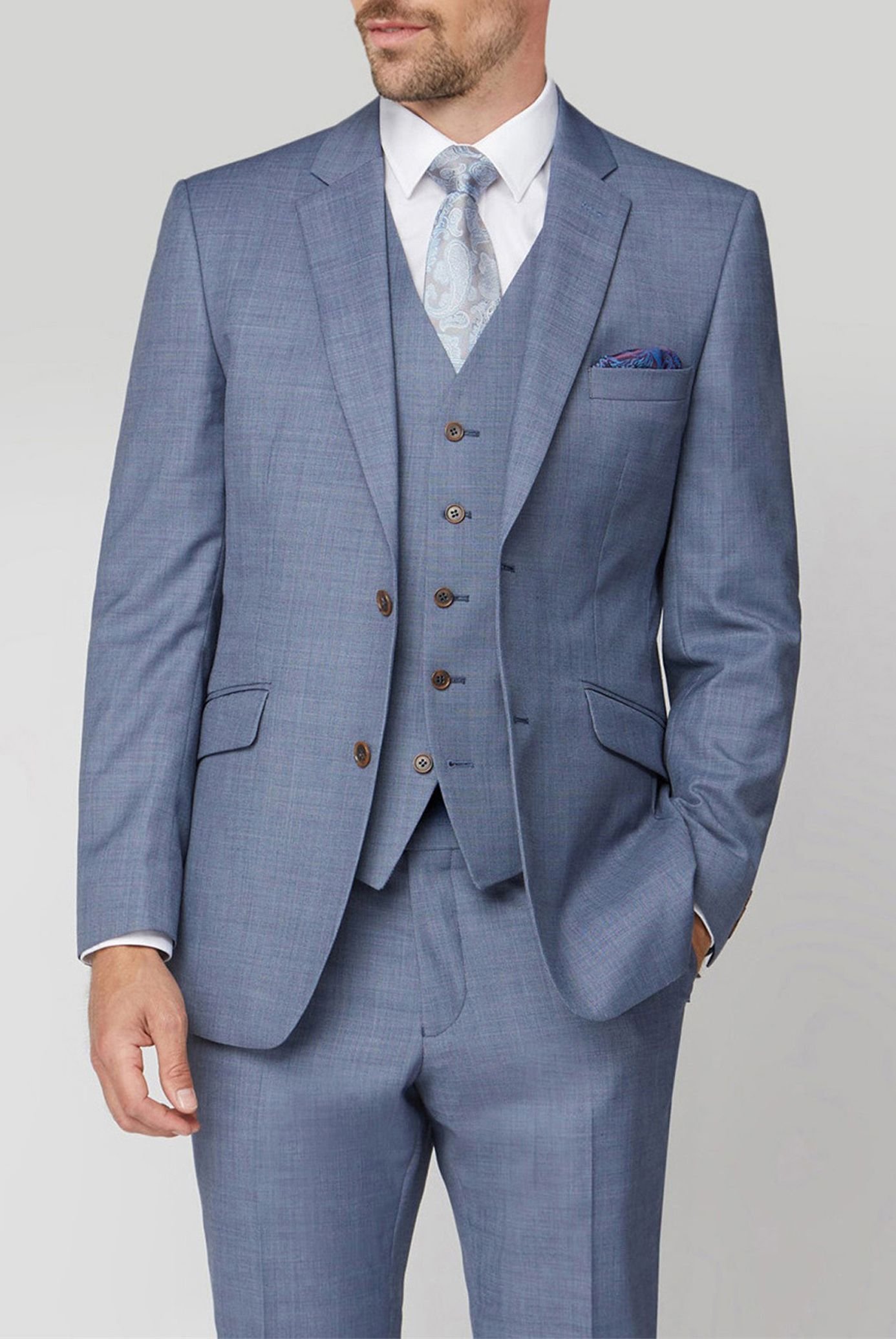 Scott Scott Men's Plain Sharkskin Classic Jacket in Blue - 2