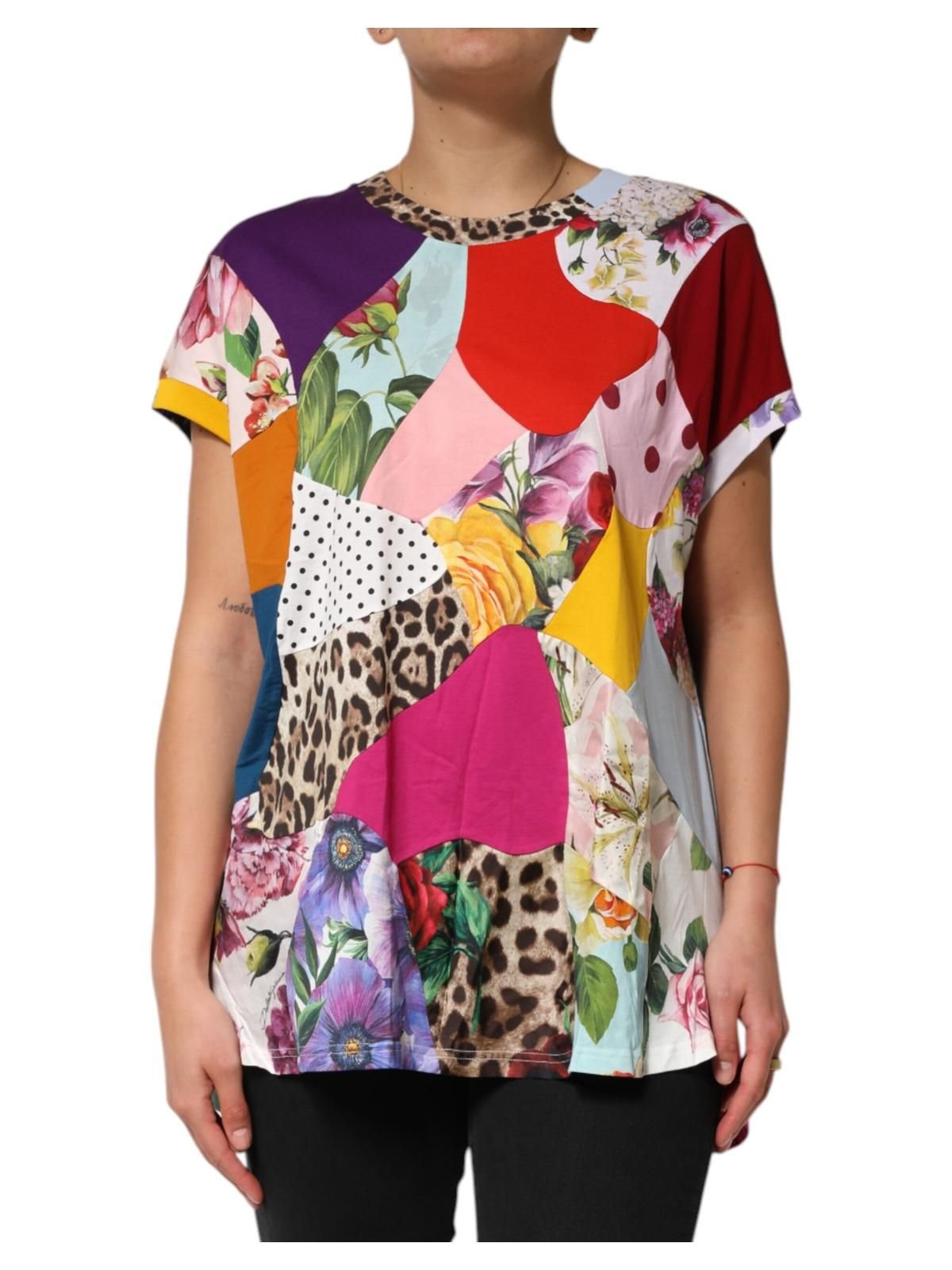 Dolce & Gabbana Dolce & Gabbana Women's Multicolor Patchwork Cotton Silk Blouse Top - 2