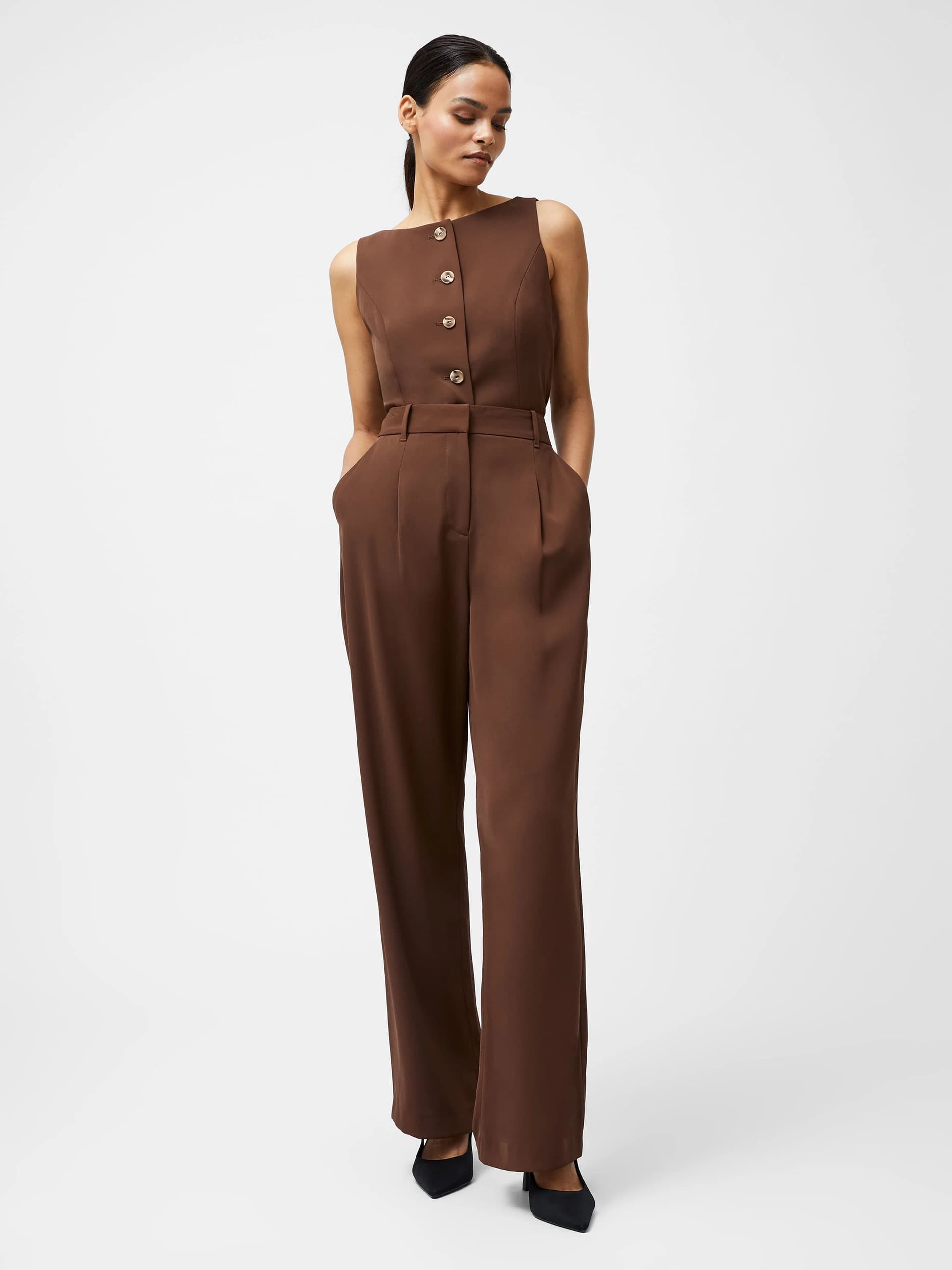 French Connection Harrie Suiting Trouser Chocolate Brown