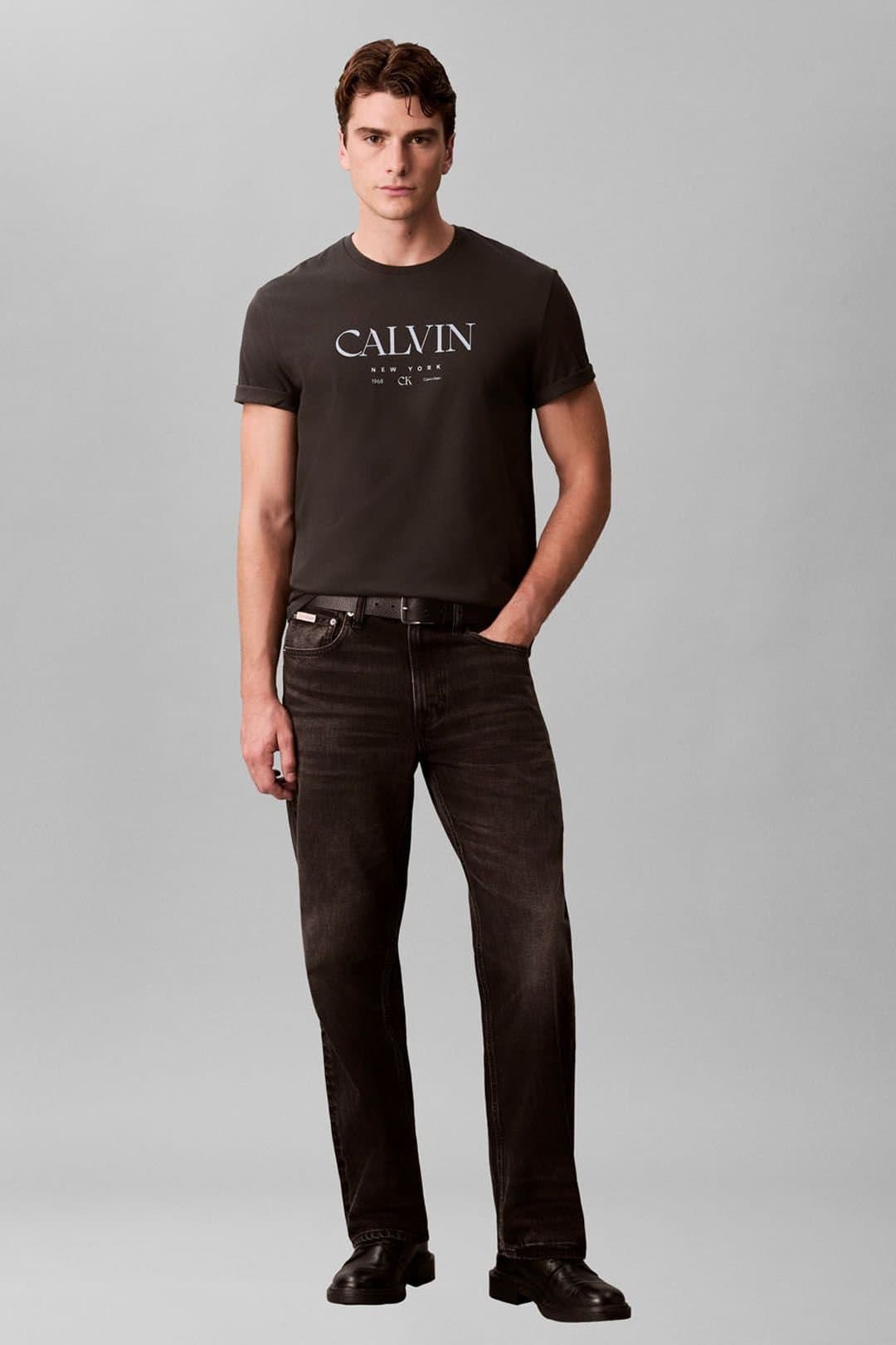 Calvin Klein Calvin Klein Men's SS 20S Ln Calvin Graphic Tee Pirate Black