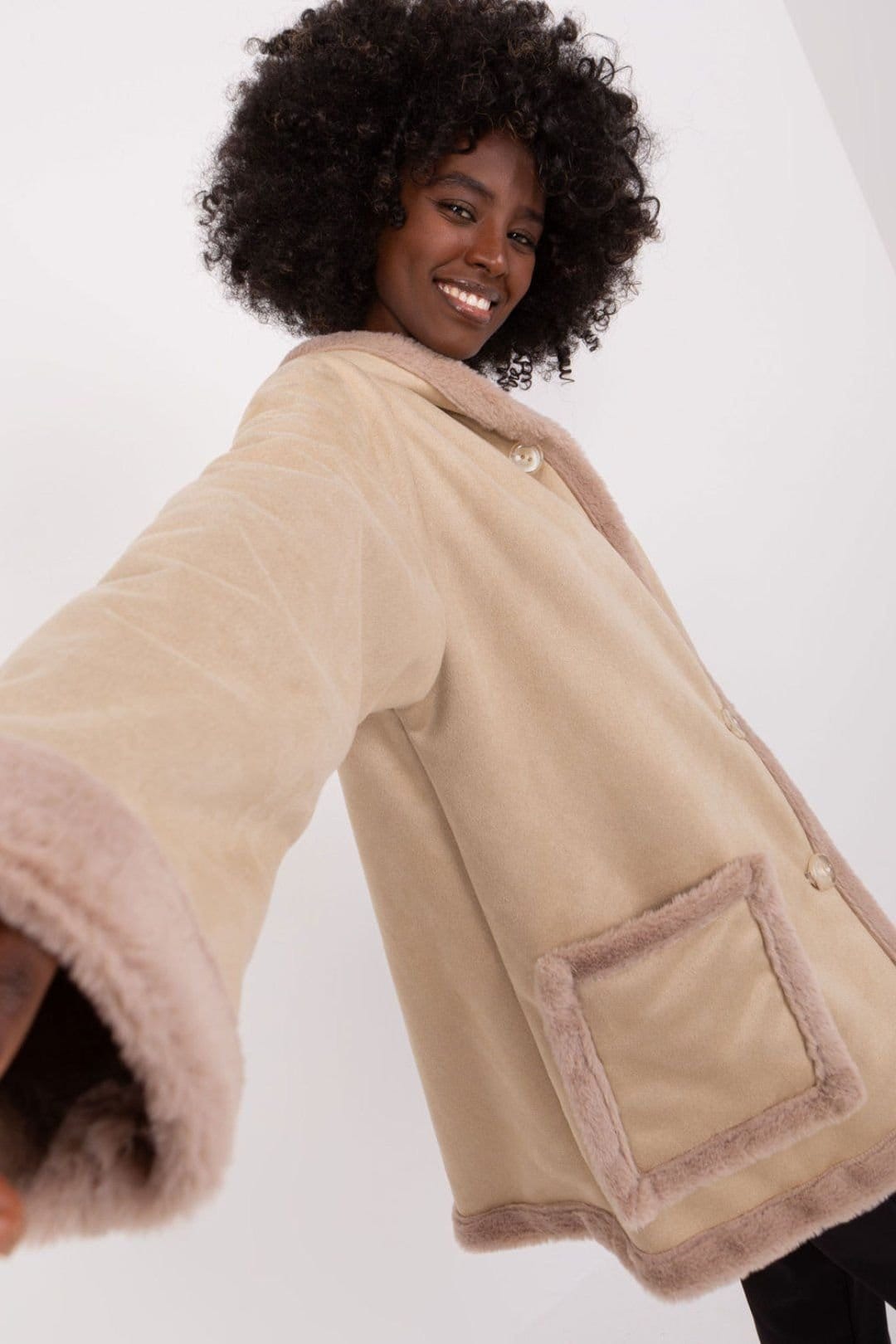 Love Lace Love Lace Women's Insulated Hooded Cotton Coat with Tie Belt in Beige - 4