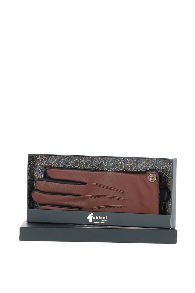 Gabicci GABICCI Men's '535' Soft Lambskin Real Leather Fleece Lining Gloves in Tan - 2