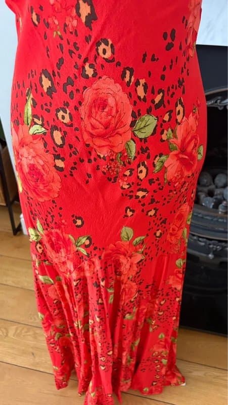 Never Fully Dressed Never Fully Dressed lace trim slip maxi dress in red rose print size 14 #holiday#weddingguest#party