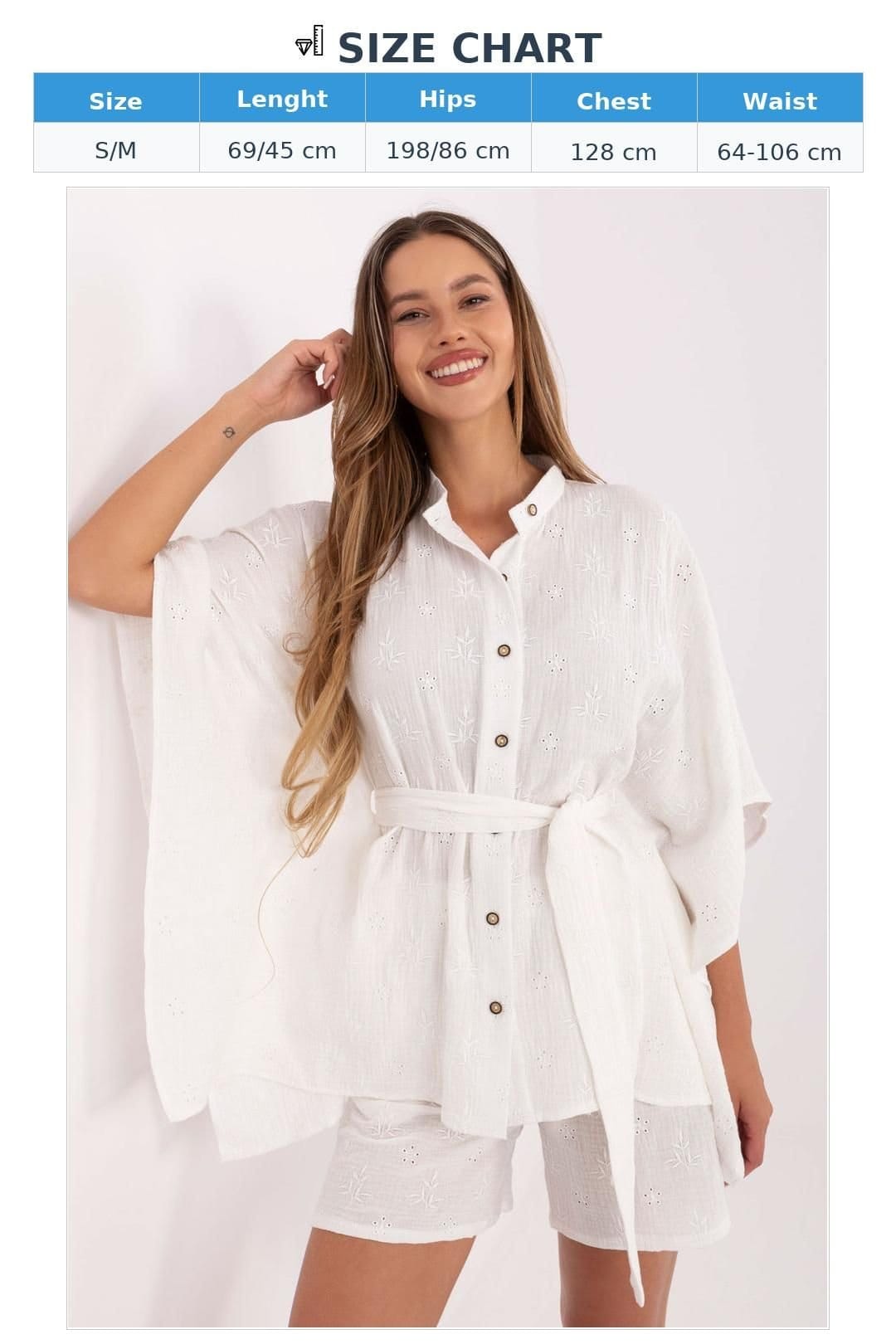 Love Lace Love Lace Women's Muslin Cotton Embroidered Shirt Shorts Set in White - 4