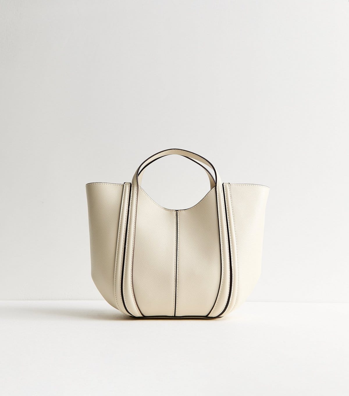 New Look White Faux Leather Scoop Top Mini Tote Bag Vegan New Look - 4