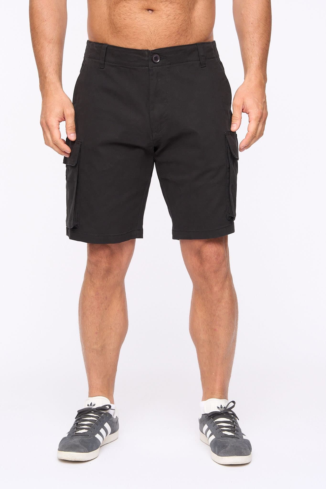 Bewley&Ritch Bewley&Ritch Men's Seaford Cotton Stretch Regular Fit Multi-Pocket Cargo Shorts in Black