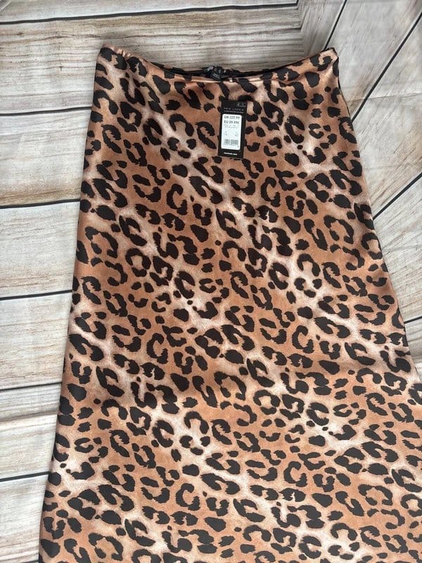 New Look Brown Leopard Print Long Skirt UK 14