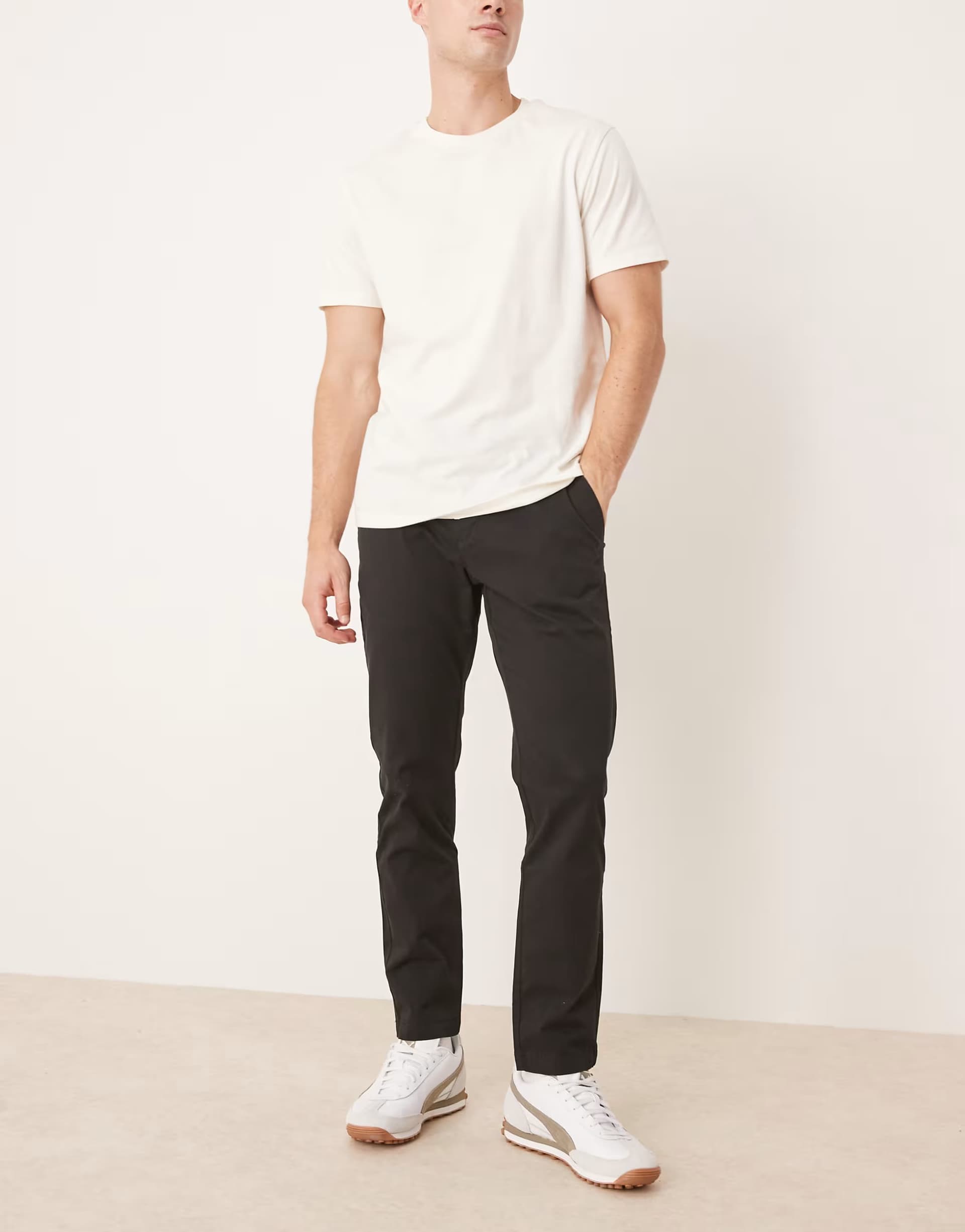 ASOS Mango Prato slim fit chino trousers in black