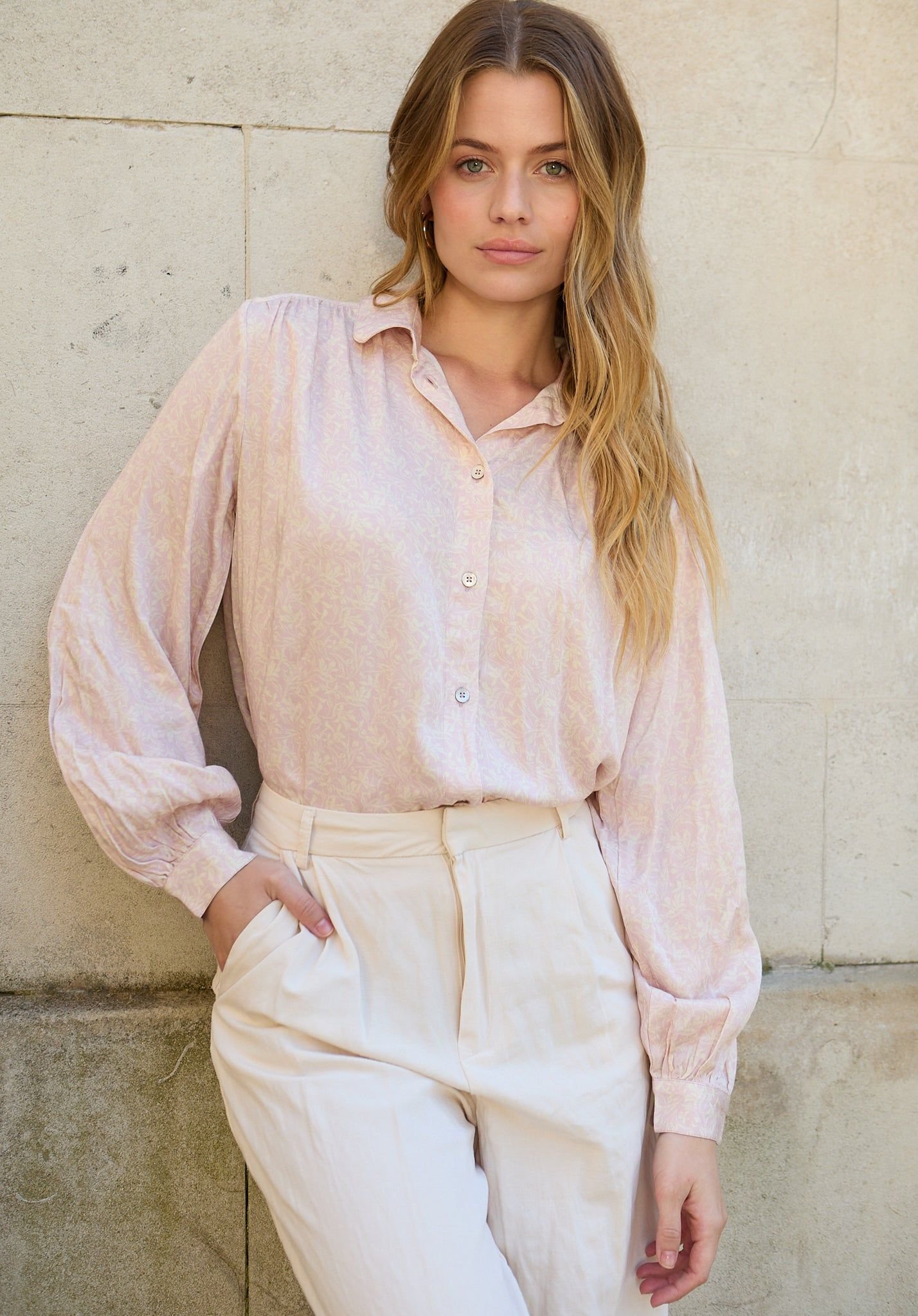 Lily and Lionel Lily and Lionel Women's Marrianne Peter Pan Collar Tonal Foulard Print Shirt In Pink - 3