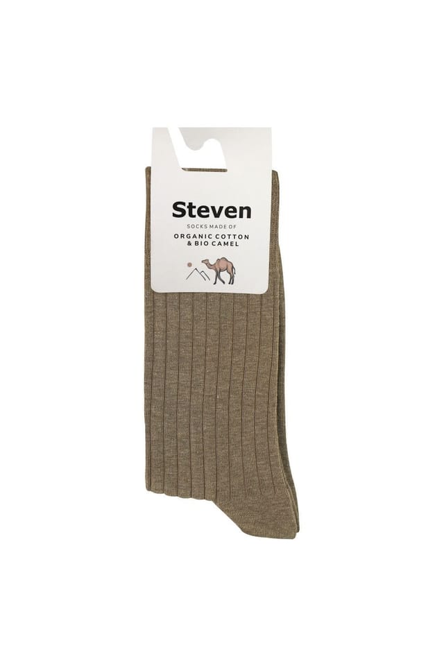 Steven Steven Men's Cotton Camel Wool Socks - Warm Breathable Comfort for Everyday Wear in Beige - 2