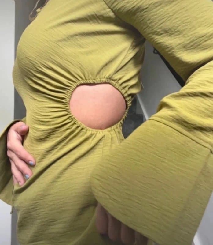 ASOS ASOS Green off shoulder halter neck dress with cut out side