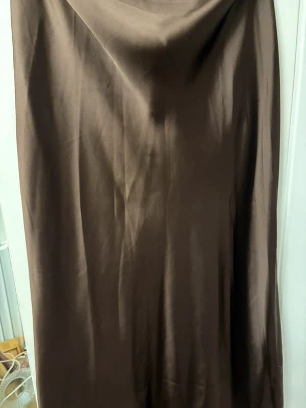 New Look Brown satin midi skirt