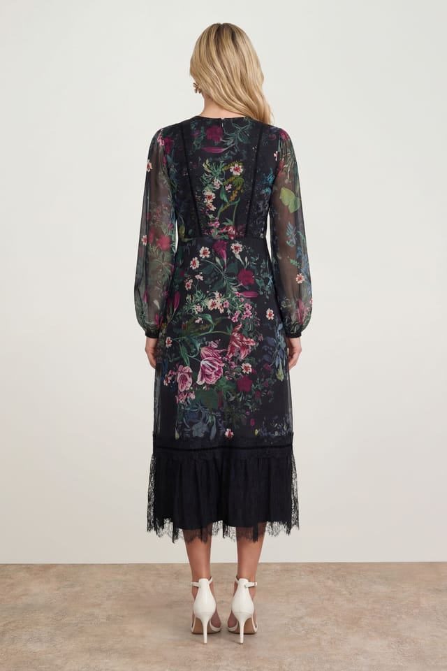 Oasis Oasis Women's Yoryu Chiffon Printed High Neck Maxi Dress in Purple - 3