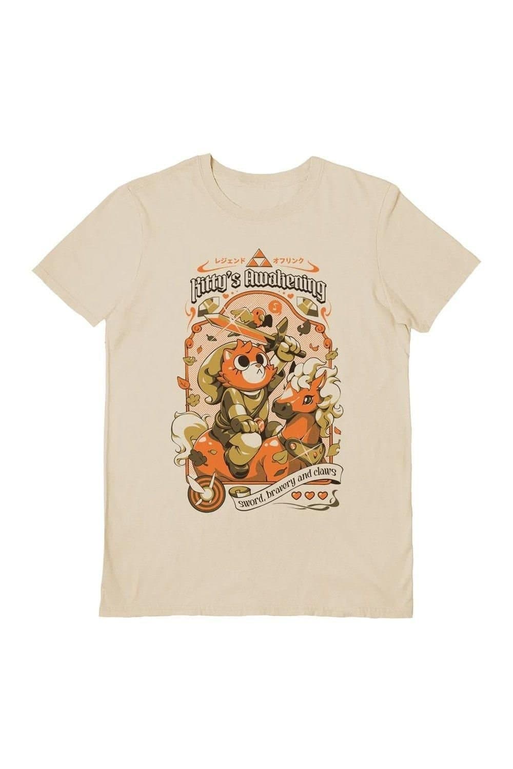 Ilustrata Ilustrata Men's Kitty´s To The Past T-Shirt in Cream