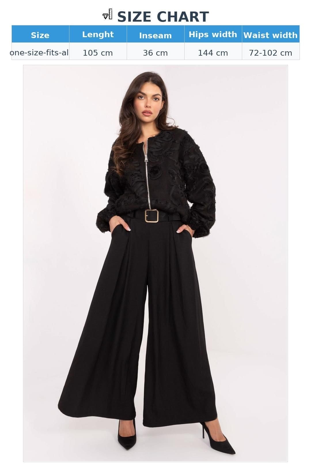 Love Lace Love Lace Women's Elegant High Waist Pleated Palazzo Pants in Black - 4