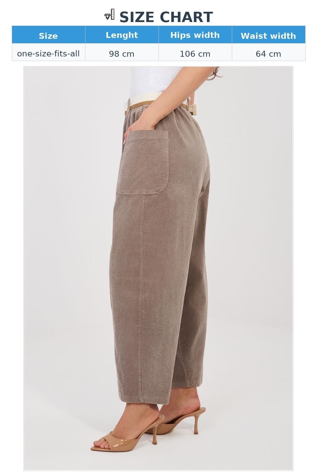 Love Lace Love Lace Women's High Waisted Corduroy Carrot Trousers in Beige - 4