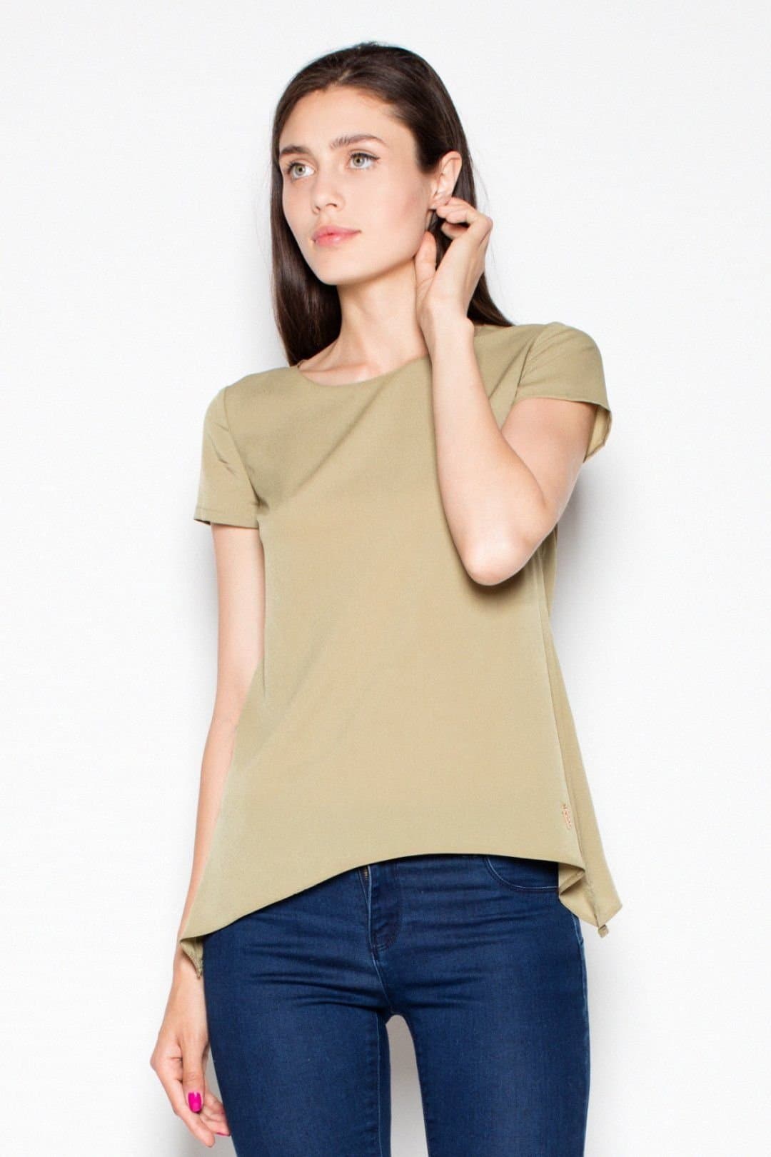 Love Lace Love Lace Women's Light Airy Extended Side Blouse for Trousers in Green