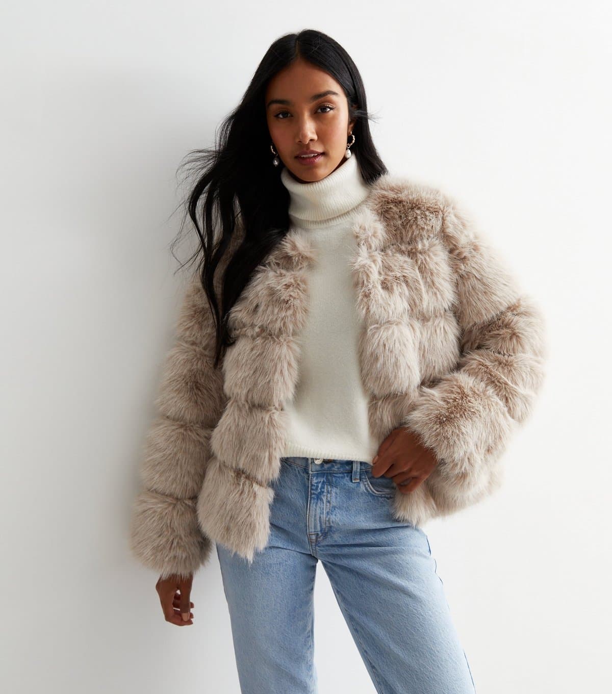 Gini London Gini London Stone Faux Fur Jacket