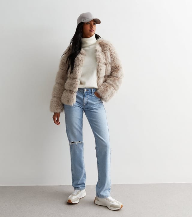 Gini London Women's Stone Faux Fur Jacket Gini London New Look - 2