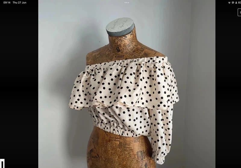 Topshop Topshop Top One shoulder Ruffle Gypsy Uk 6 dotty spotty