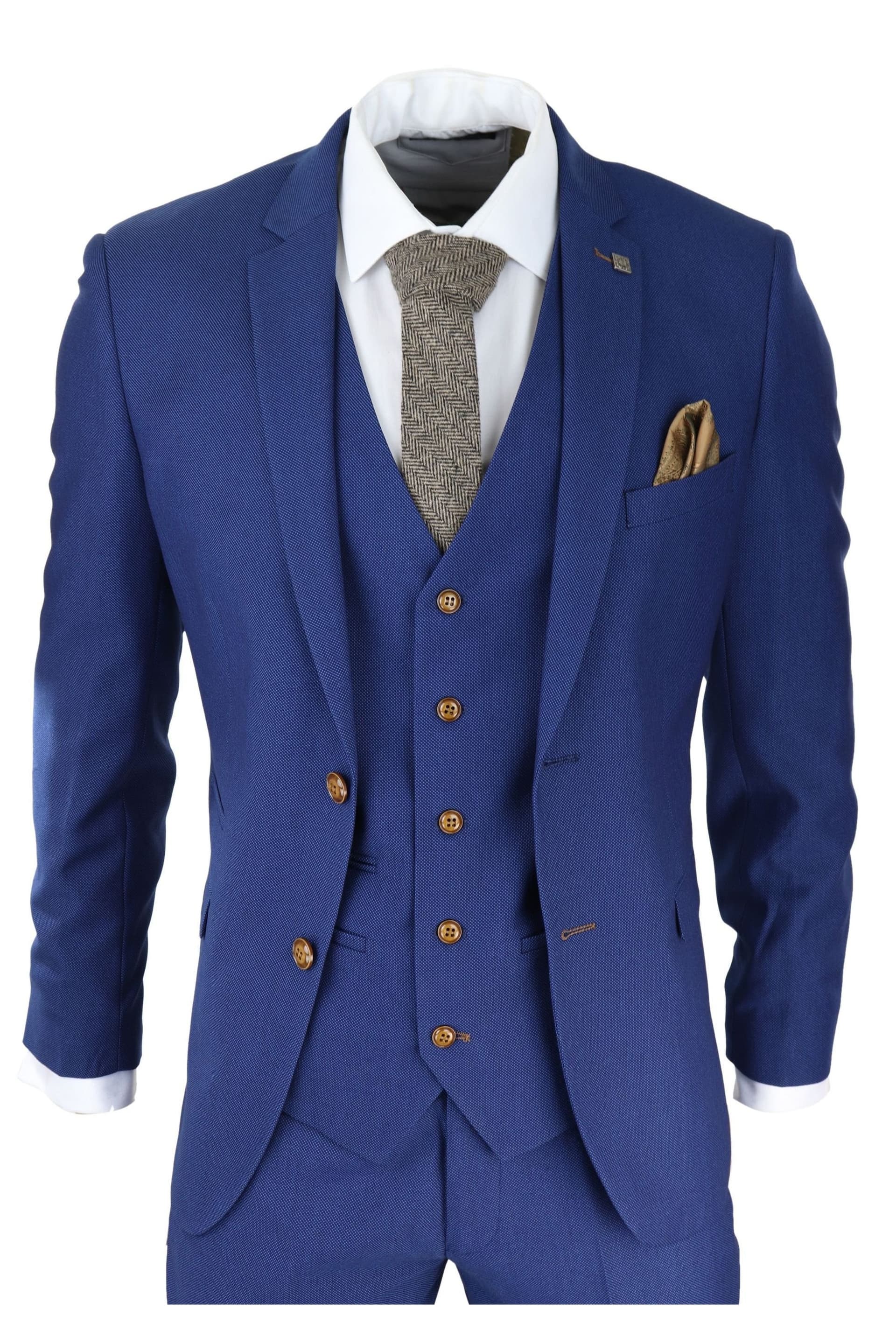 Paul Andrew Paul Andrew Men's Mayfair 3 Piece Grooms Wedding Suit in Blue