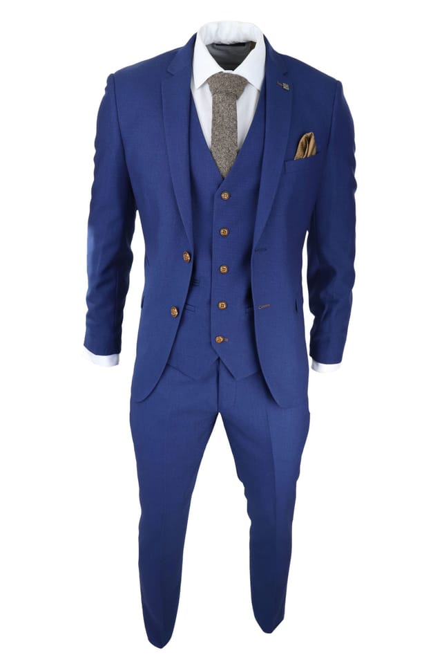 Paul Andrew Paul Andrew Men's Mayfair 3 Piece Grooms Wedding Suit in Blue - 2
