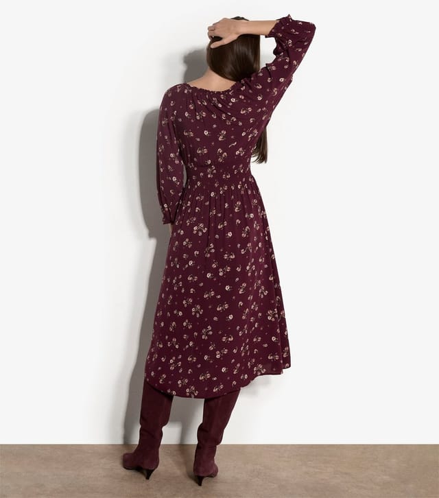 Apricot Women's Dark Burgundy Ditsy Print Midi Dress Apricot New Look - 3