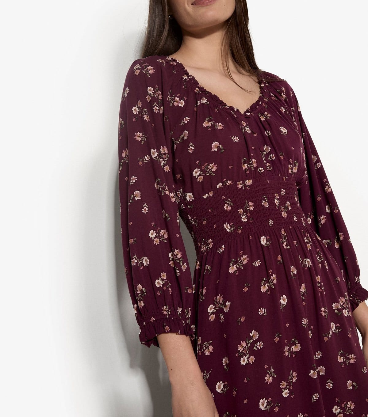 Apricot Women's Dark Burgundy Ditsy Print Midi Dress Apricot New Look - 4