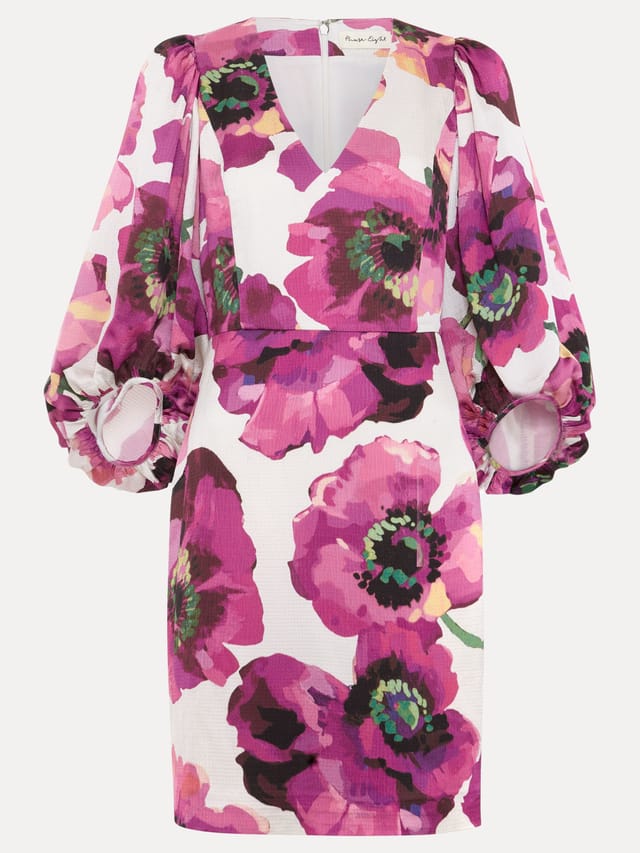 Phase Eight Phase Eight Women's Fiona Puff Sleeve V-Neck Dress in Pink - 2