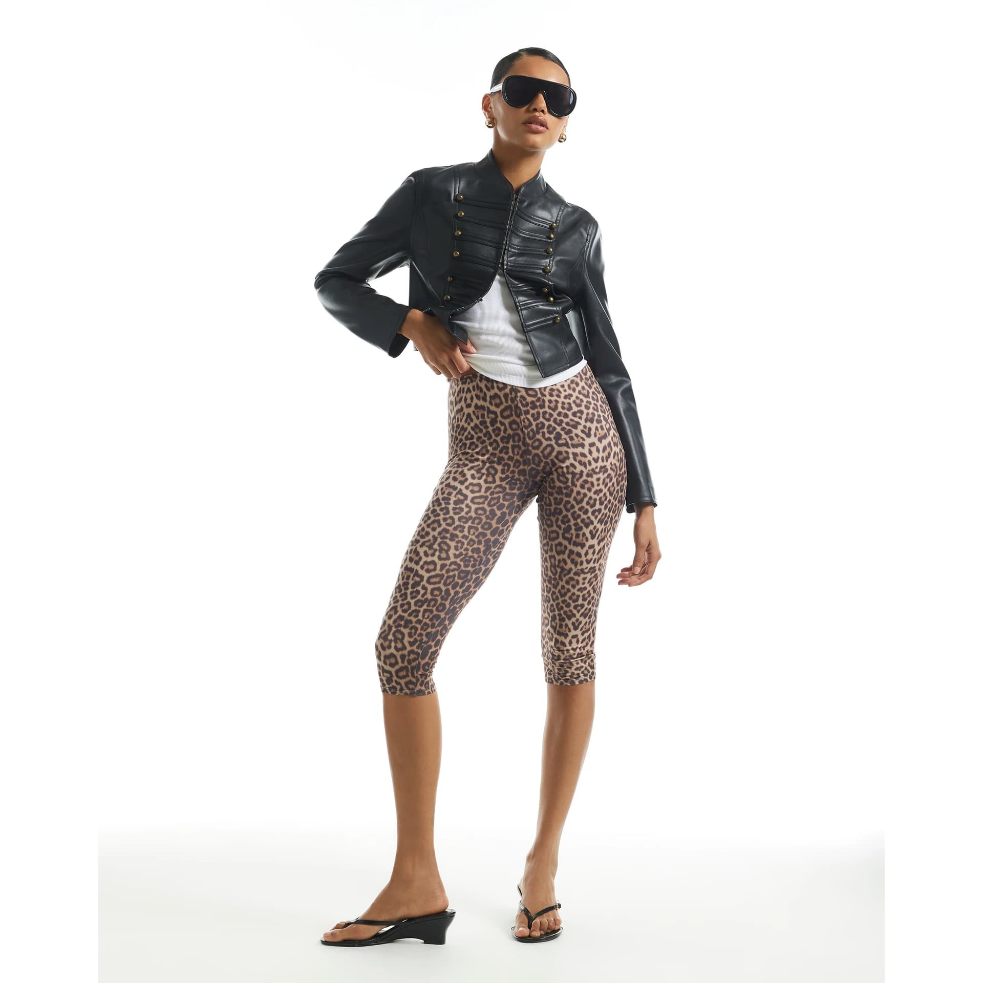 River Island River Island Womens Brown Animal Print Capri Leggings