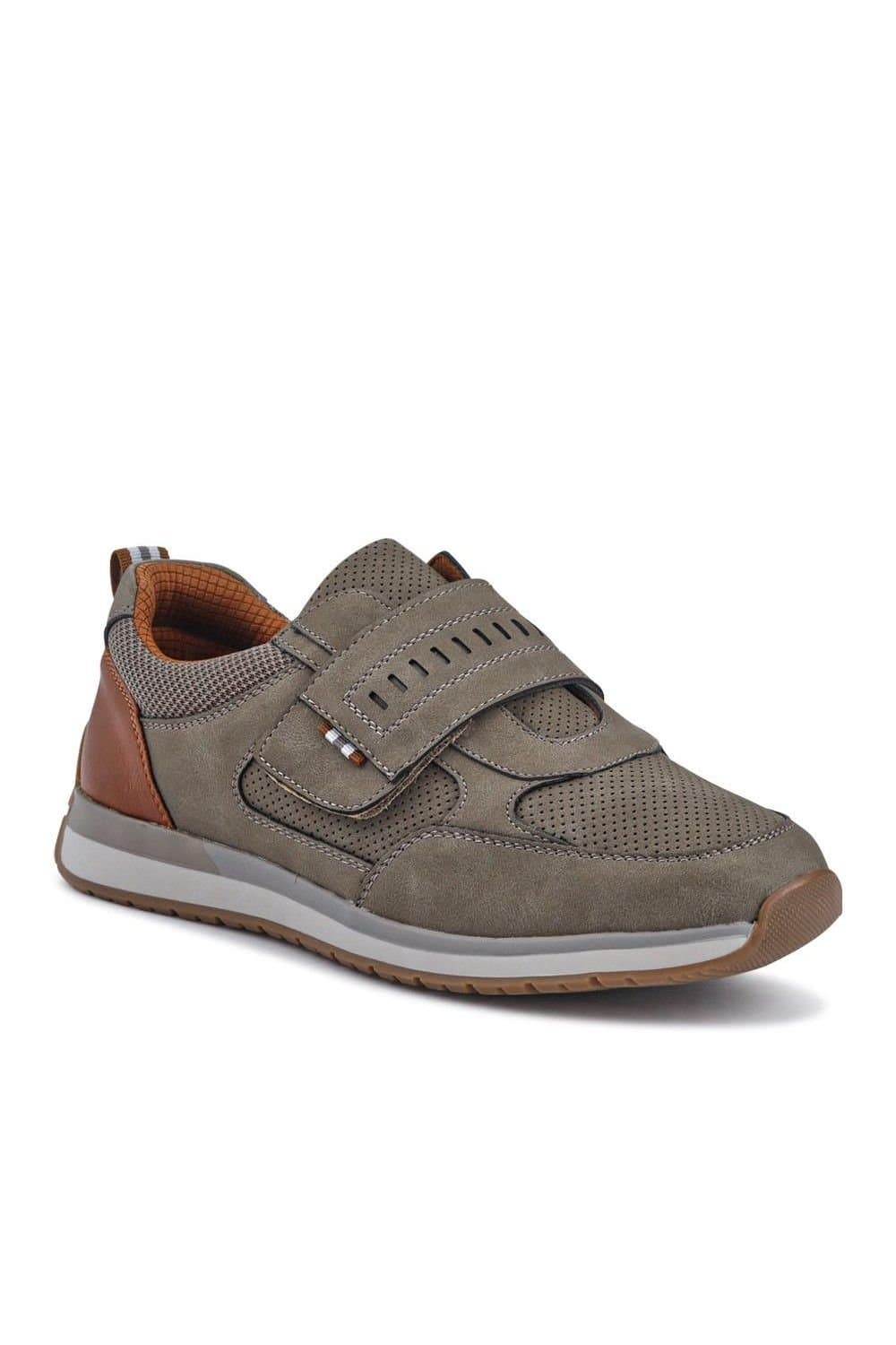 Pavers Pavers Men's Wide Fit Touch Fasten Trainers in Khaki