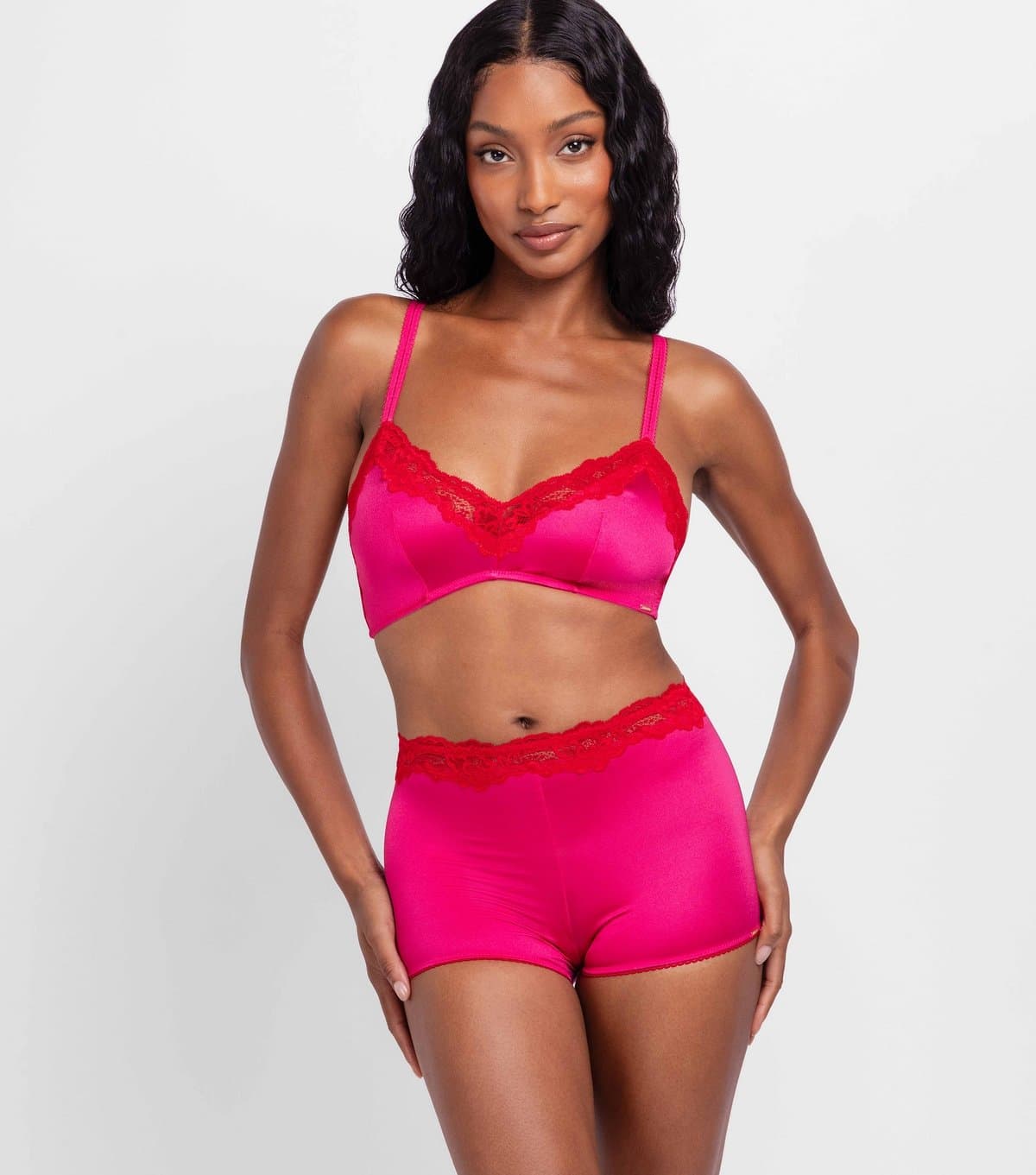 Dorina Women's Bright Pink Lace Trimmed Bralette Dorina New Look