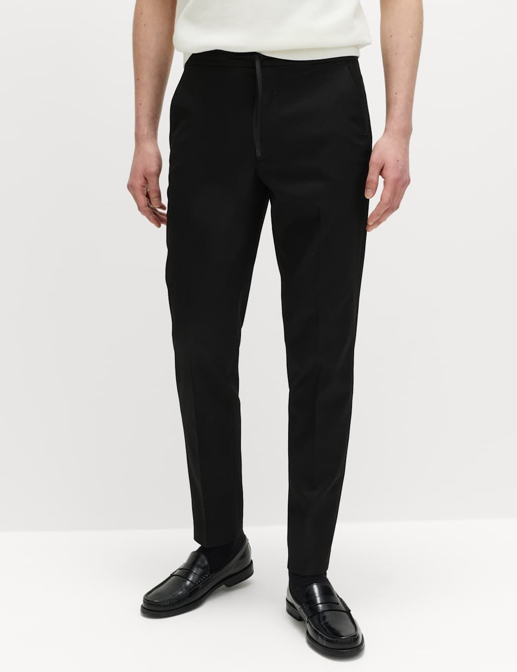 Marks & Spencer M&S Black Synthetic Tapered Fit Trousers