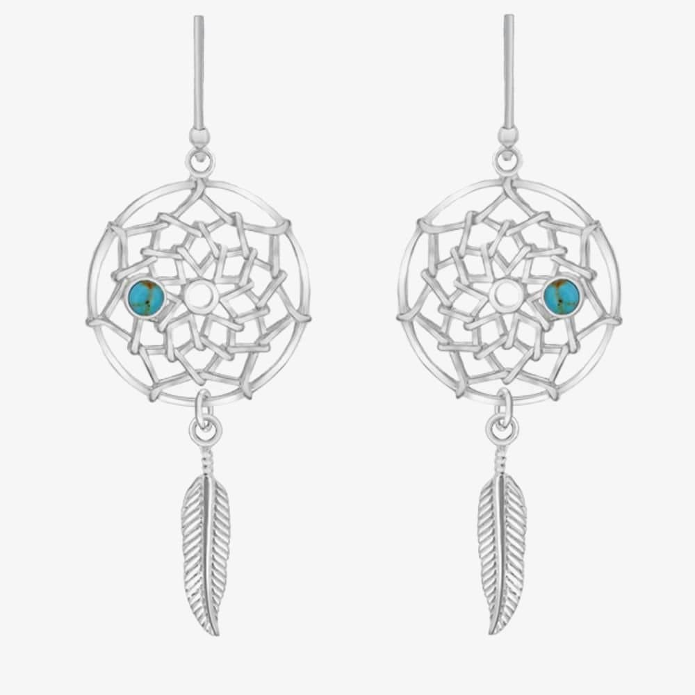 T.H.Baker T.H.Baker Sterling Silver Dream Catcher Earrings with Turquoise