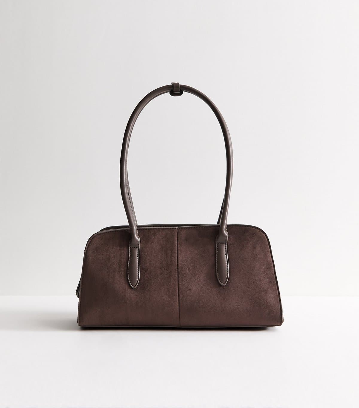 New Look Dark Brown Faux Leather and Suede Shoulder Bag New Look