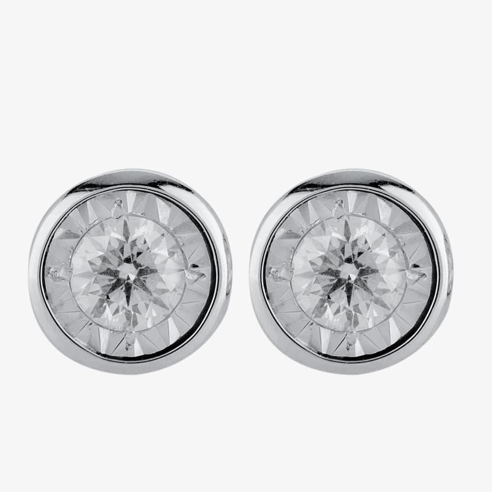 T.H.Baker T.H.Baker Women's 9ct White Gold 0.16ct Diamond Stud Earrings TH0123487 in Silver