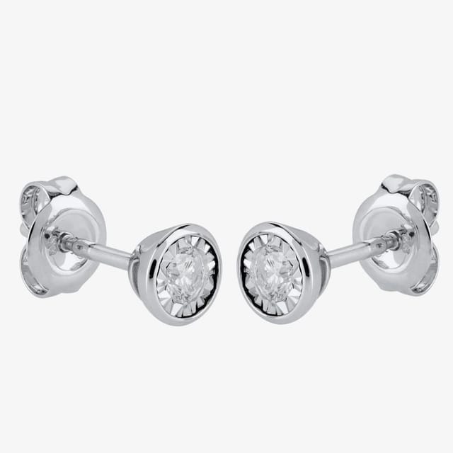 T.H.Baker T.H.Baker Women's 9ct White Gold 0.16ct Diamond Stud Earrings TH0123487 in Silver - 3