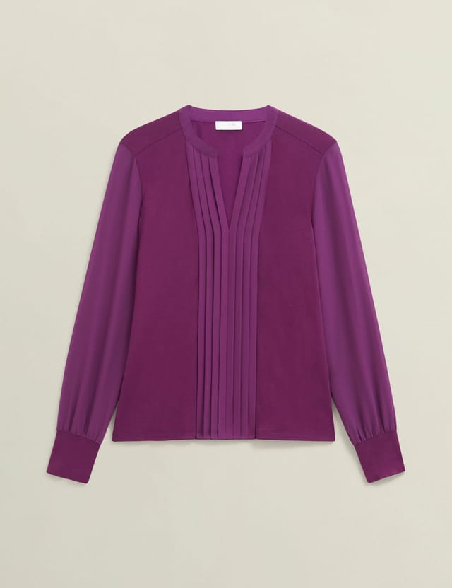 Hobbs London Hobbs London Women's Darcy Pintuck Detail Top in Aubergine - 2