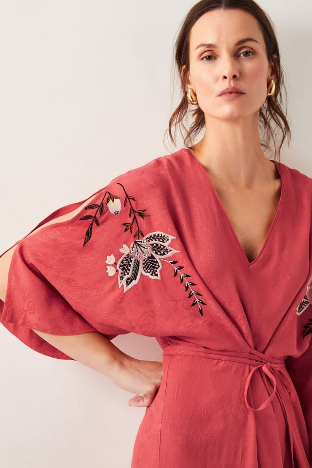 Monsoon Monsoon Women's Jasmine Kimono Midi Dress in Burnt Orange - 2