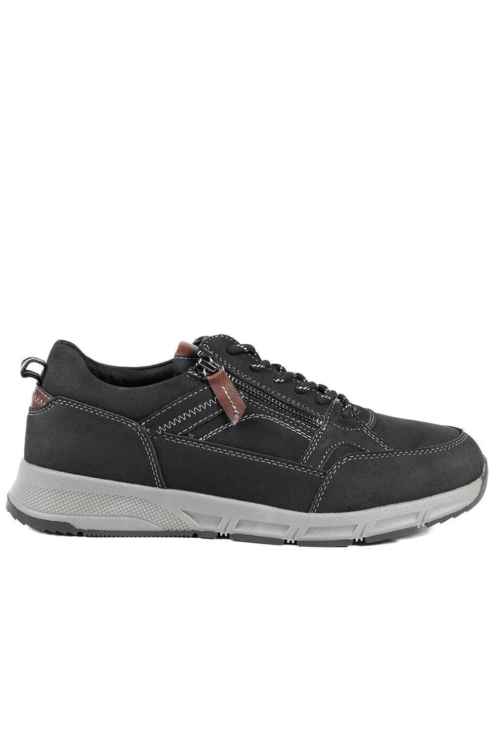 Pavers Pavers Men's Wide Fit Zip & Lace Fasten Casual Trainers in Black - 2